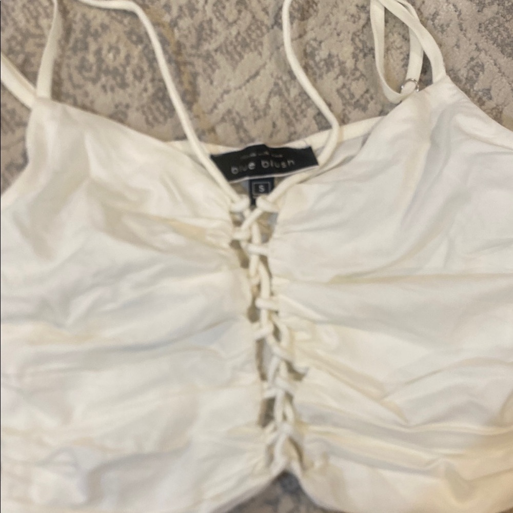 Blue Blush Cream Ruched Women's Top